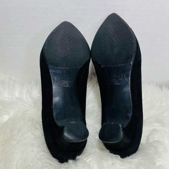 Stuart Weitzman Black Suede Heels with Silver Buckle Sz-6 - Picture 6 of 6
